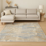 8' X 10' Beige Abstract Power Loom Area Rug