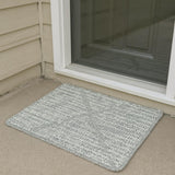 6' Blue Wool Geometric Hand Woven Runner Rug