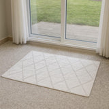 6' Gray Wool Geometric Hand Woven Runner Rug