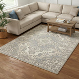 7' X 10' Blue Floral Power Loom Area Rug