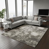 7' X 10' Gray Floral Power Loom Area Rug