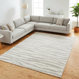 8' X 10' Gray Abstract Shag Power Loom Area Rug