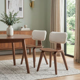 Set of Two Green and Brown Fabric Open Back Dining Side Chairs