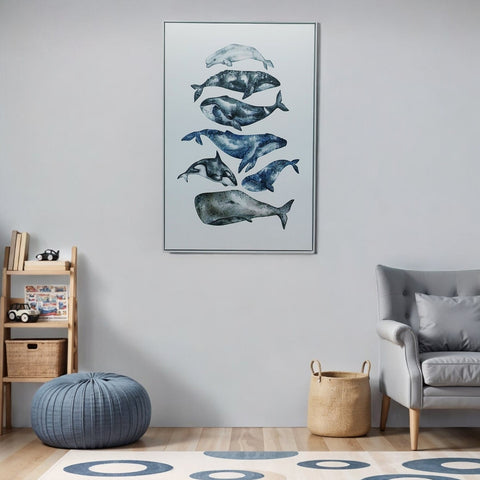 Whale Study White Floater Frame Wall Art