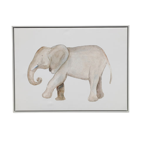 Elephant White Floater Frame Print Wall Art