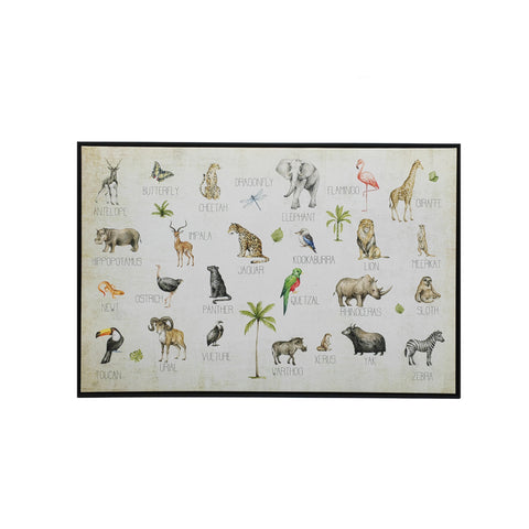 Jungle Animals Alphabet Black Floater Frame Wall Art