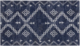 2' X 4' Blue Geometric Worn Faded Area Rug