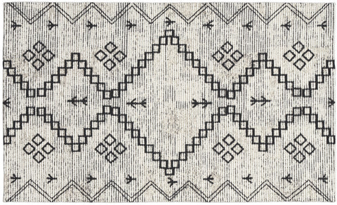 2' X 4' Ivory Geometric Worn Faded Area Rug