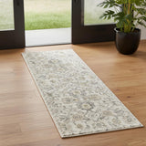 6' Gray Floral Worn Faded Runner Rug