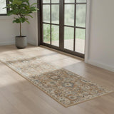 6' Red Floral Worn Faded Runner Rug