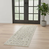 6' Ivory Floral Worn Faded Runner Rug