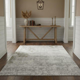 4' X 6' Ivory Floral Power Loom Worn Faded Area Rug