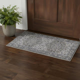 3' X 5' Green Floral Power Loom Worn Faded Area Rug