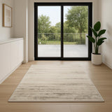 6' Ivory Abstract Worn Faded Runner Rug