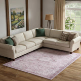 8' X 10' Pink Floral Distressed Area Rug