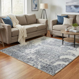 5' X 7' Blue Floral Distressed Area Rug
