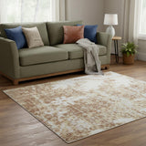 5' X 7' Brown Floral Distressed Area Rug