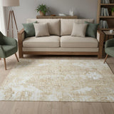 5' X 7' Ivory Floral Distressed Area Rug
