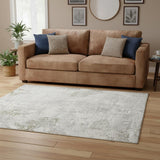 5' X 7' Ivory Floral Distressed Area Rug