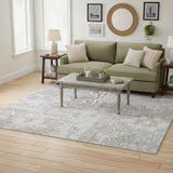 5' X 7' Gray Floral Distressed Area Rug