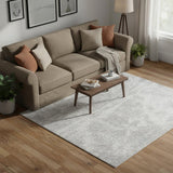 5' X 7' Gray Floral Distressed Area Rug
