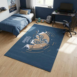 4' X 5' Blue Gold And White Mountain Biker Washable Youthful Area Rug