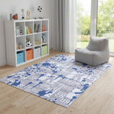 4' X 5' Blue And Gray Skateboard Youthful Area Rug