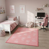 4' X 5' Ivory And Pink Ballet Slipper Youthful Washable Area Rug