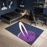 4' X 6' Black Purple And Blue Stars and Moon Youthful Washable Area Rug