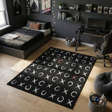 4' X 6' Black And White XOXO Youthful Washable Area Rug