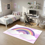 4' X 6' Pink And Purple Rainbows Youthful Washable Area Rug