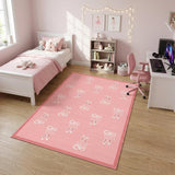 4' X 6' Ivory And Pink Ballet Slipper Youthful Washable Area Rug