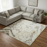 6' X 9' Gray Floral Distressed Area Rug