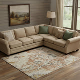 6' X 9' Red Floral Distressed Area Rug