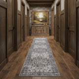 12' Green Floral Distressed Runner Rug
