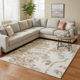 7' X 9' Brown Floral Distressed Area Rug