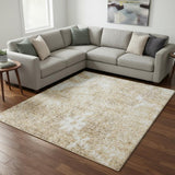 7' X 9' Ivory Floral Distressed Area Rug