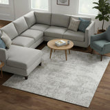 7' X 9' Ivory Floral Distressed Area Rug