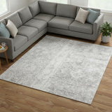 7' X 9' Gray Floral Distressed Area Rug