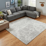 7' X 9' Gray Floral Distressed Area Rug