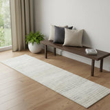 7' Ivory Geometric Distressed Runner Rug