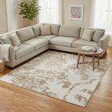8' X 10' Brown Floral Distressed Area Rug