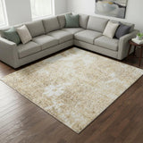 8' X 10' Ivory Floral Distressed Area Rug