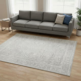 8' X 10' Gray Floral Distressed Area Rug