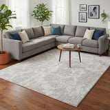 8' X 10' Gray Floral Distressed Area Rug