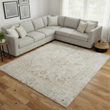 7' X 10' Gray Floral Distressed Area Rug