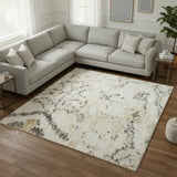 7' X 10' Gray Floral Distressed Area Rug
