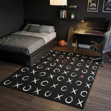 5' X 7' Black And White XOXO Youthful Washable Area Rug