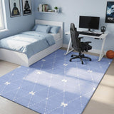 5' X 7' Blue And Ivory Bow Youthful Washable Area Rug