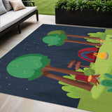 5' X 7' Navy Blue Indoor Outdoor Area Rug